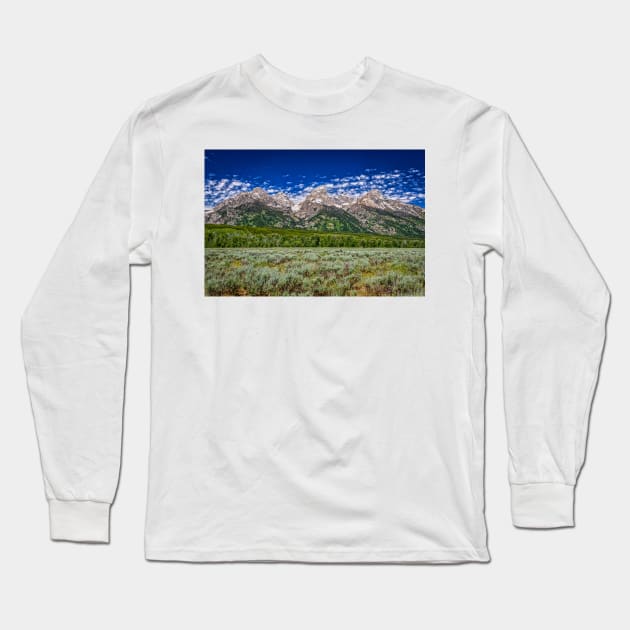 Grand Teton Mountain Range Long Sleeve T-Shirt by Gestalt Imagery